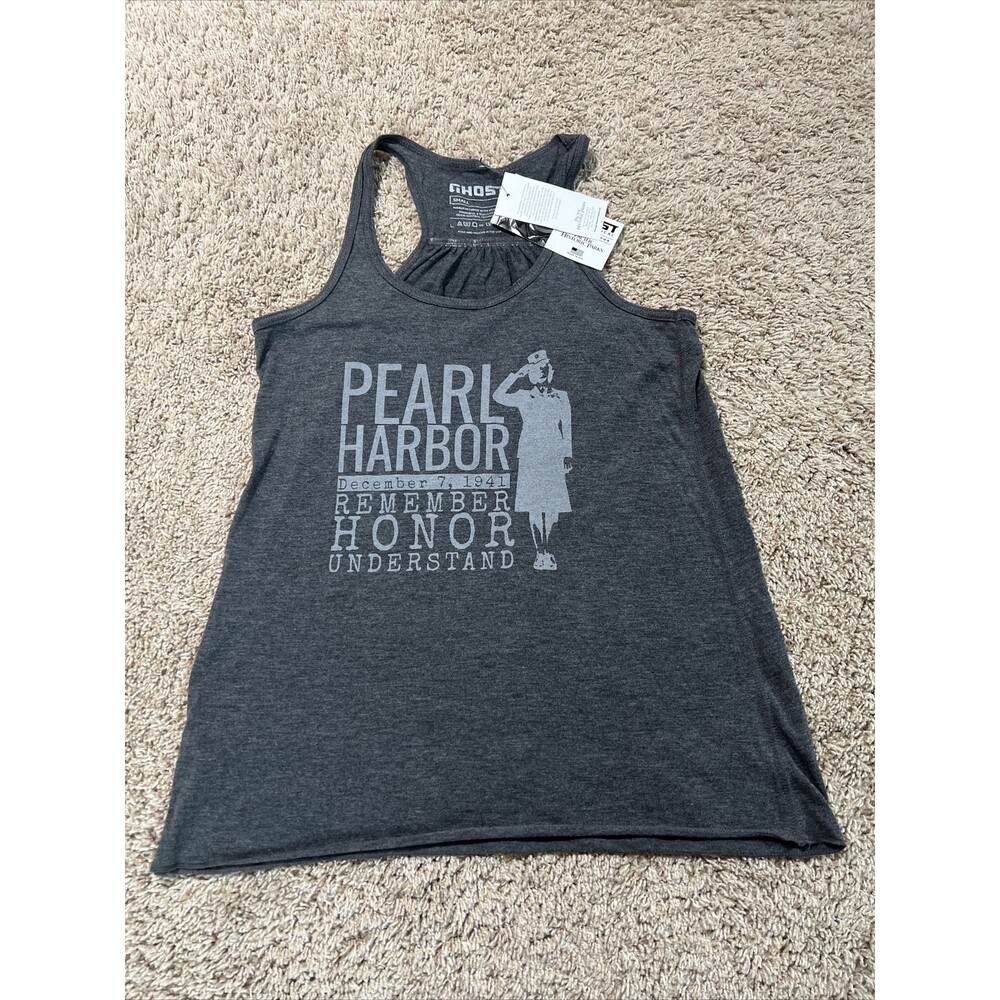Remember Pearl Harbor Womens Small Tank Top Gray New With Tags